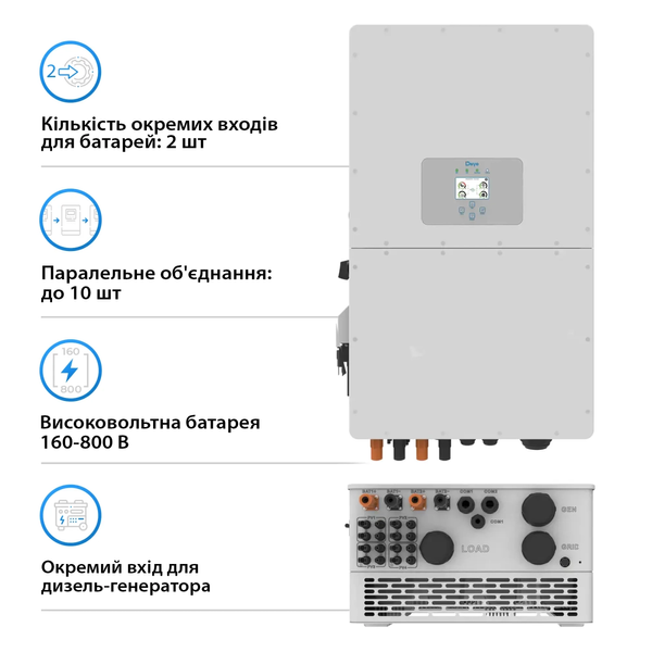 Гибридный инвертор DEYE SUN-50K-SG01HP3-EU-BM4 SUN-50K-SG01HP3-EU-BM4 фото