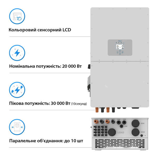 Гібридний інвертор DEYE SUN-20K-SG01HP3-EU-AM2 SUN-20K-SG01HP3-EU-AM2 фото