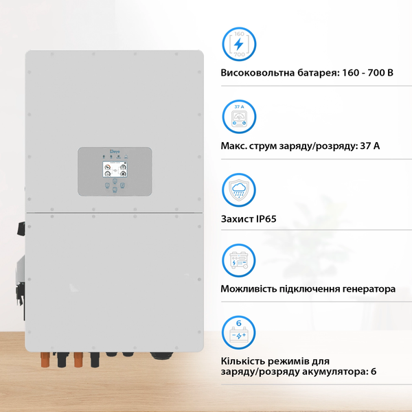 Гибридный инвертор DEYE SUN-20K-SG01HP3-EU-AM2 SUN-20K-SG01HP3-EU-AM2 фото