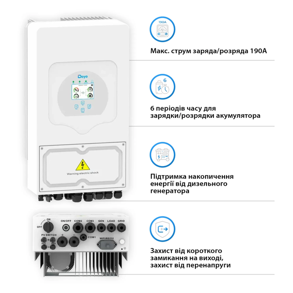 Гібридний інвертор DEYE SUN-5K-SG03LP1 SUN-5K-SG03LP1-EU фото