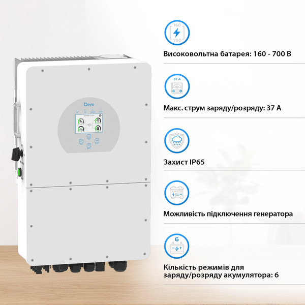 Гибридный инвертор DEYE SUN-10K-SG01HP3-EU-AM2 SUN-10K-SG01HP3-EU-AM2 фото